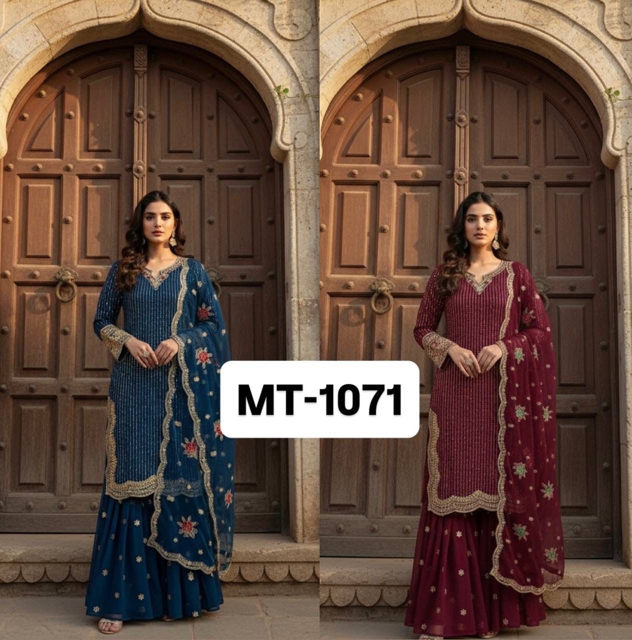 MT-1071 Eid Special Heavy Embroidered 3mm Sequence Sharara Suit Set