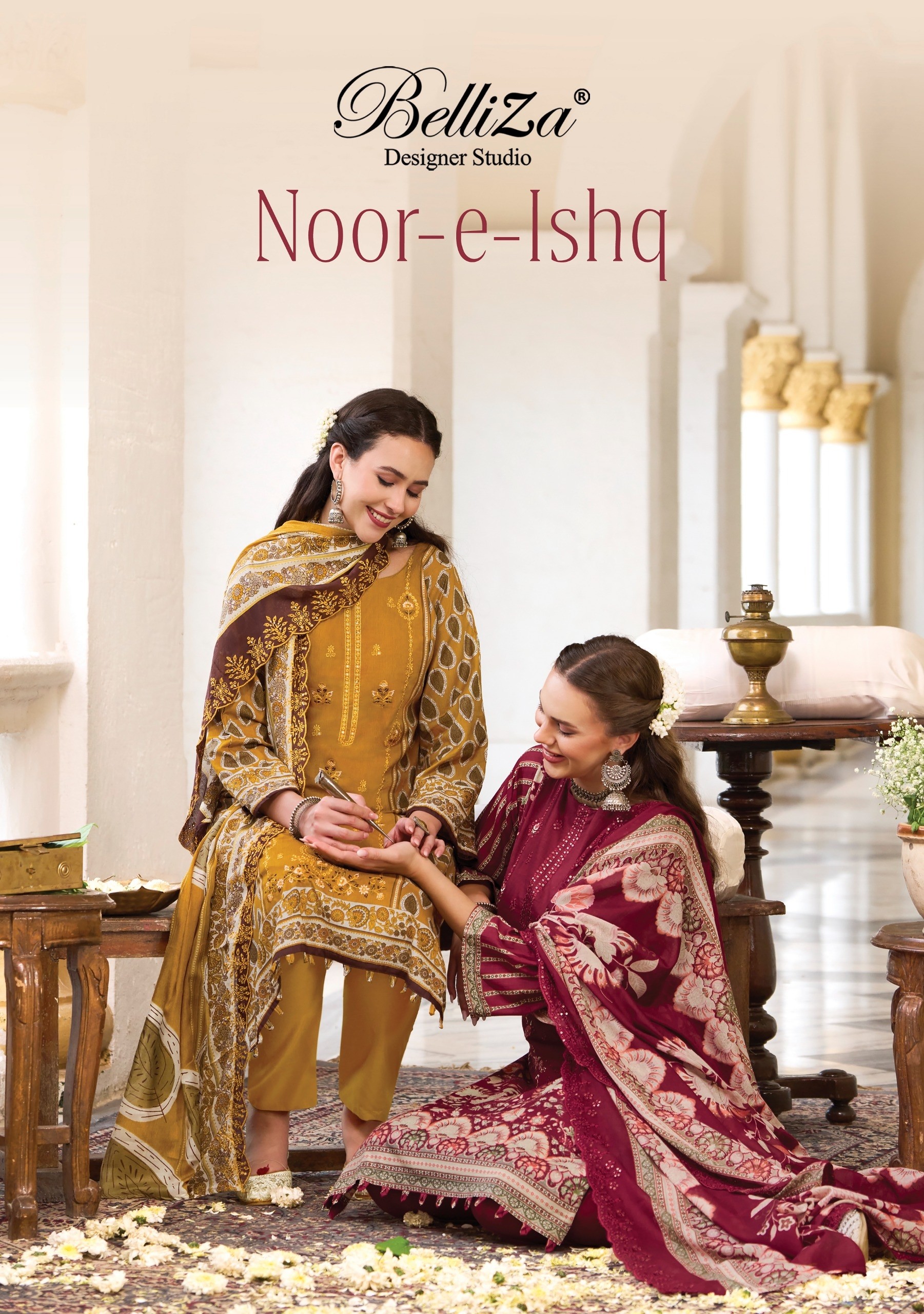 Noor E Ishq by Belliza Pure Cotton Heavy Embroidered Festive Pakistani Suit Full Set Wholesale Price 