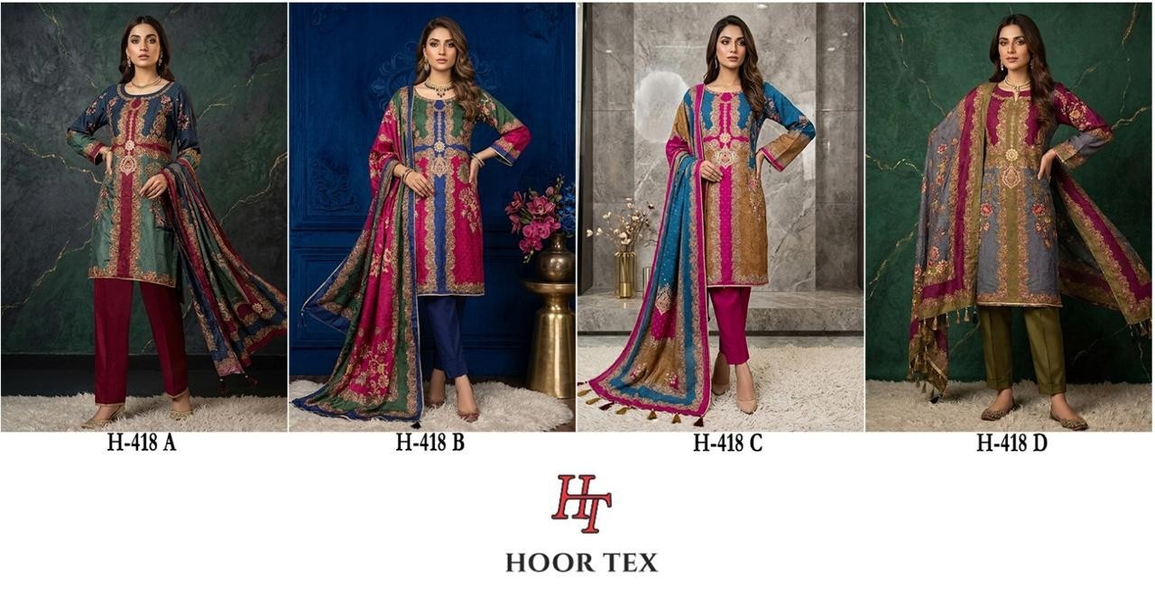 Hoor Tex | H-418 | Imported Muslin | Semi-Stitched
