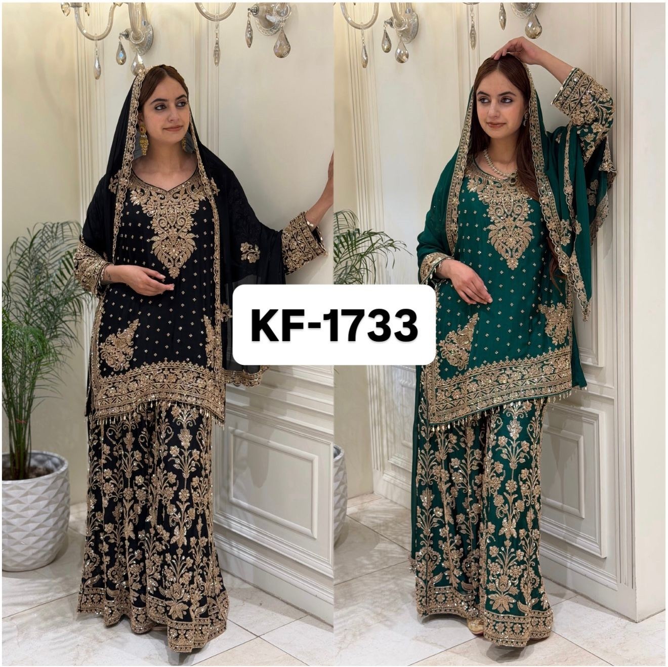 KF-1733 | Heavy Faux Georgette | Mirror & Moti Work | Designer Suit