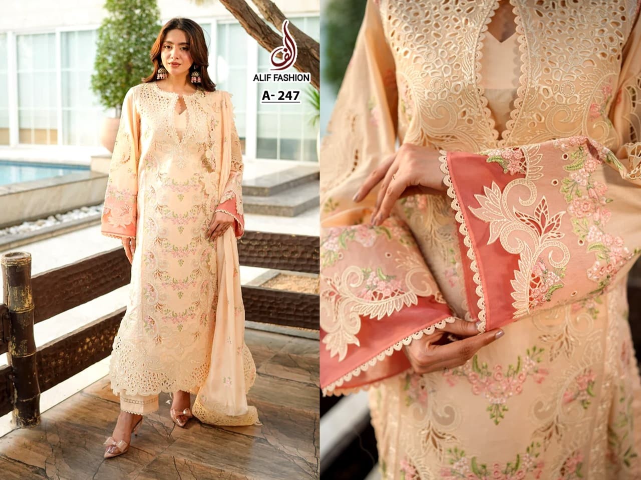 Pakistani Cotton Embroidered Suit