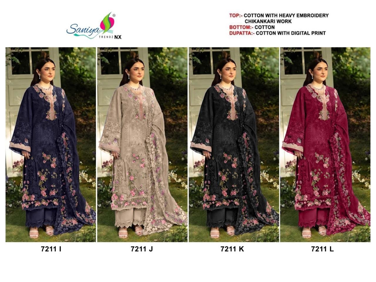 ELAF PREMIUM D-7211 Cotton Chikankari Embroidered Suit