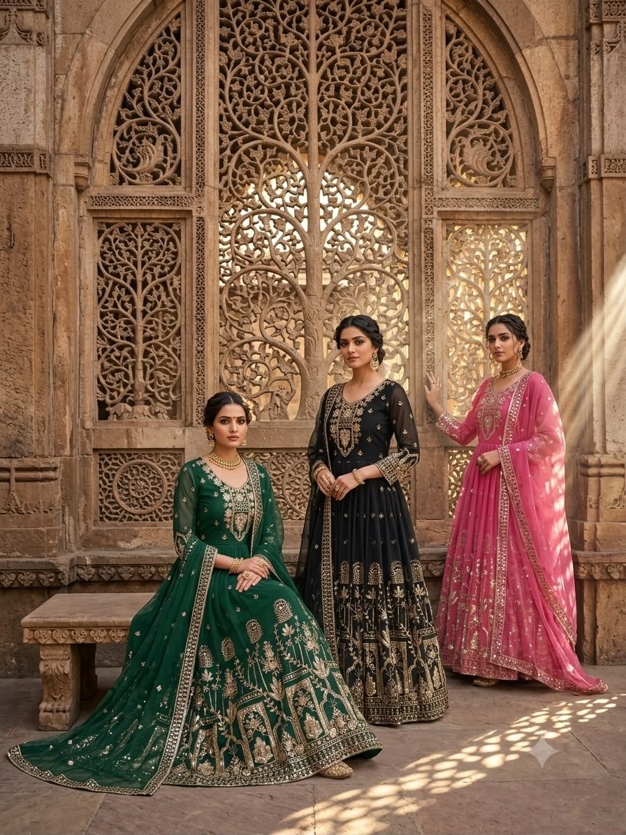FD-805 | Fox Georgette Embroidered Gown Set