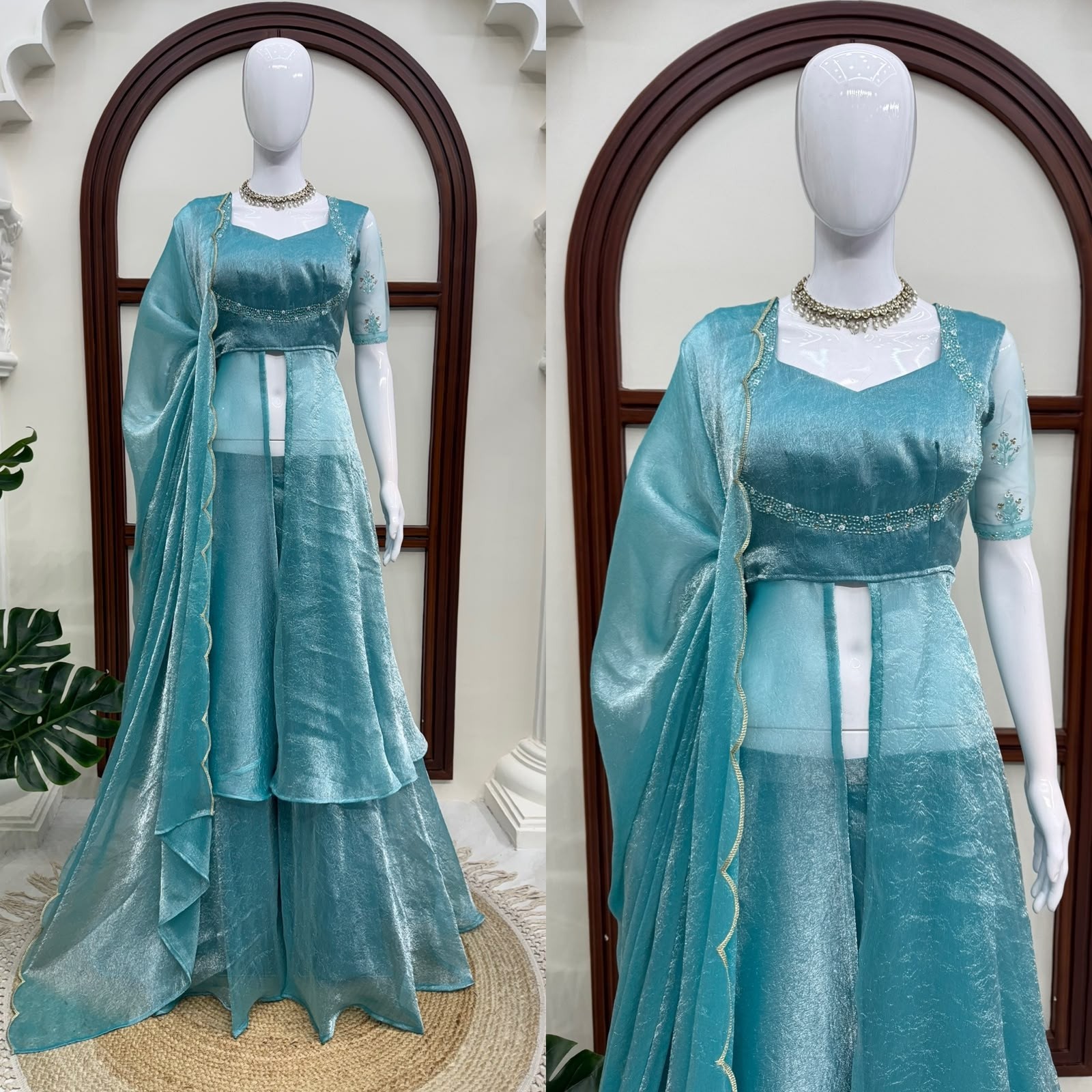 KD-1645 | Fendy Crush Hand Work Anarkali Set