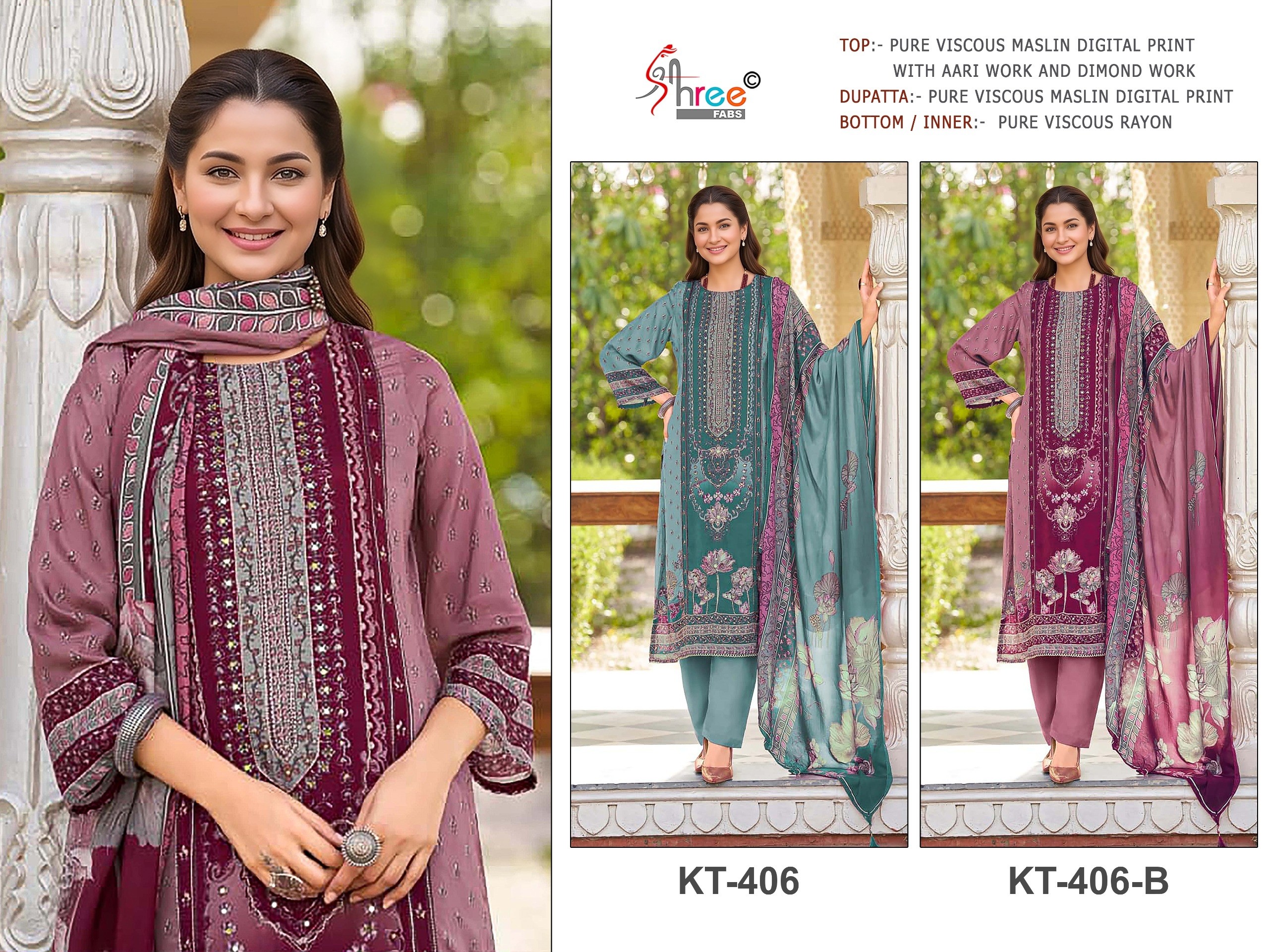 KT-406-A & KT-406-B | Viscose Maslin Hand Work Suit