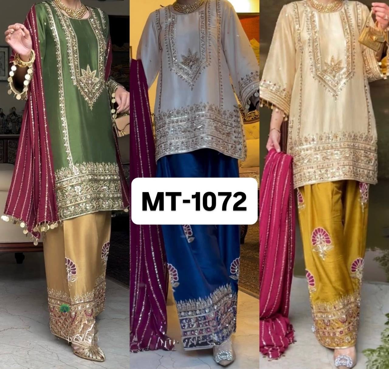 MT-1072 | Heavy Natural Silk Designer Sharara Collection