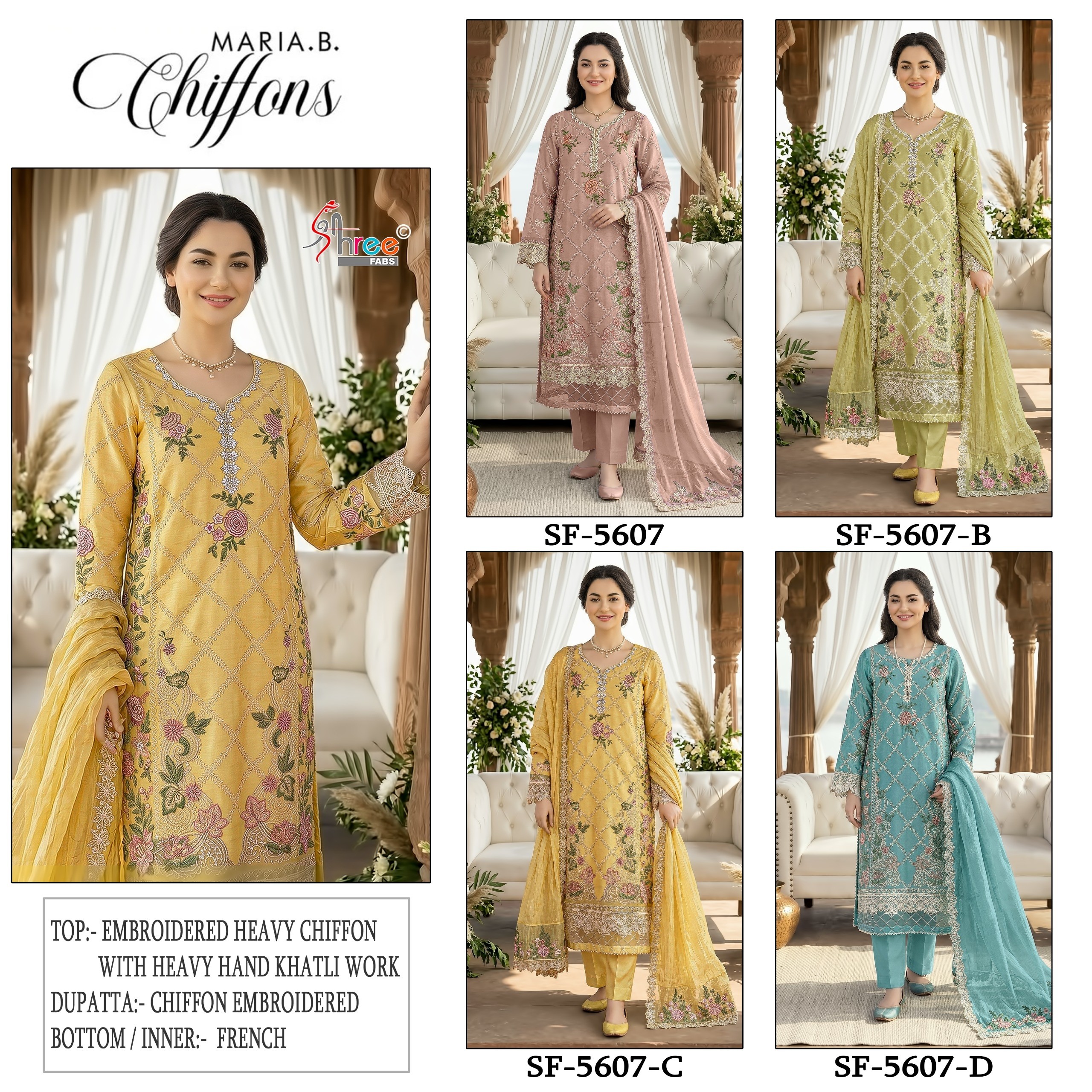 SF-5607 | Heavy Chiffon Hand Khatli Designer Collection