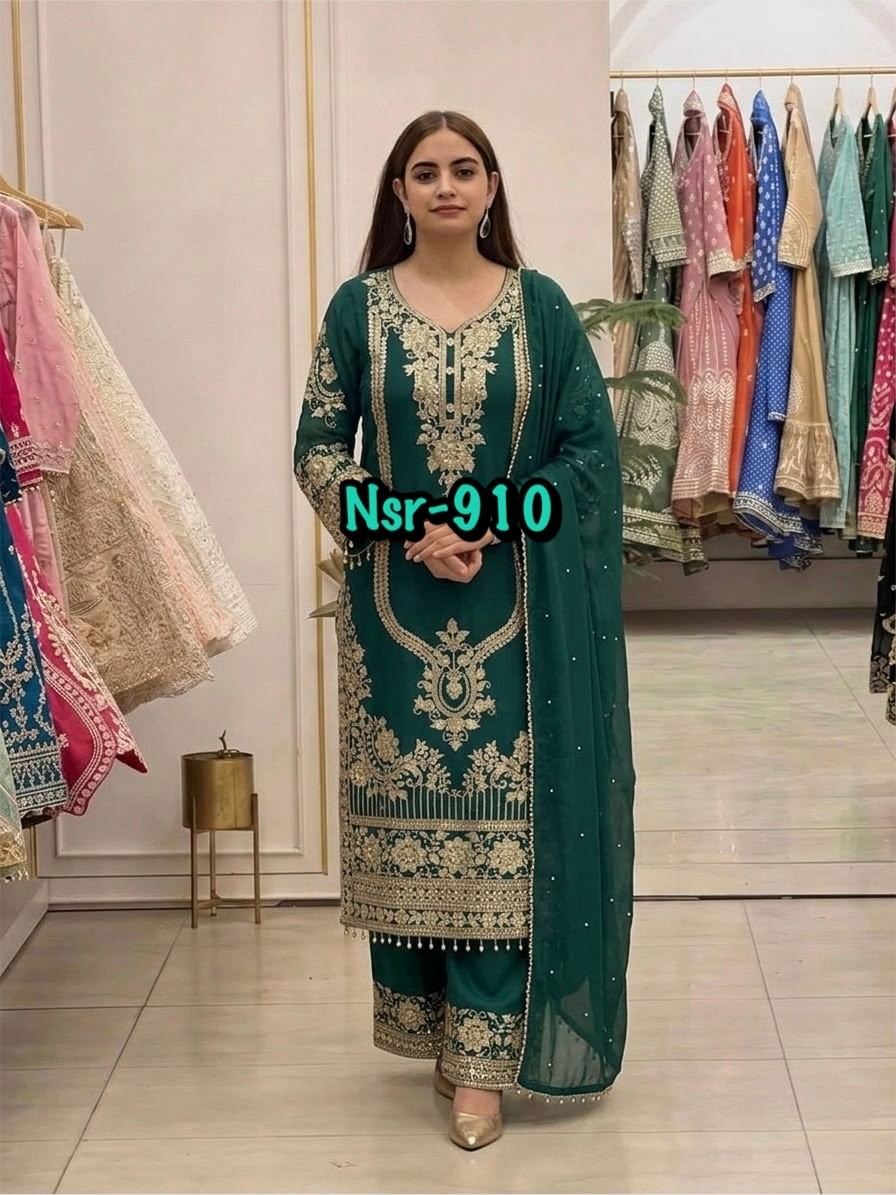NSR-910 | Faux Georgette Heavy Embroidery Designer Collection