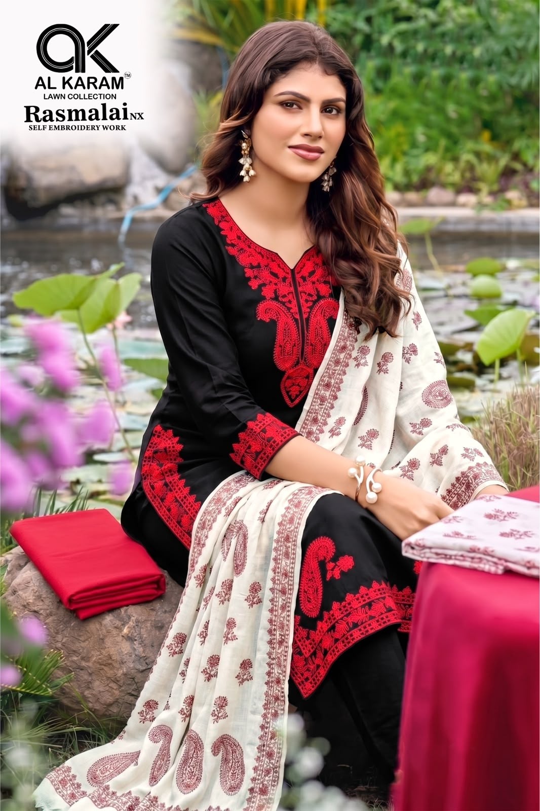 AL KARAM | RASMALAI NX | Rayon Self Embroidery Collection
