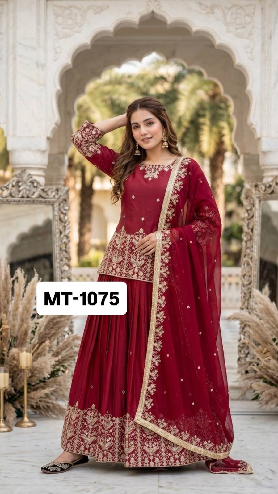 Shop MT-1075 Heavy French Silk embroidered lehenga set with sequence, real mirror hand work, Micro Cotton inner and lace border dupatta at ₹1,499.