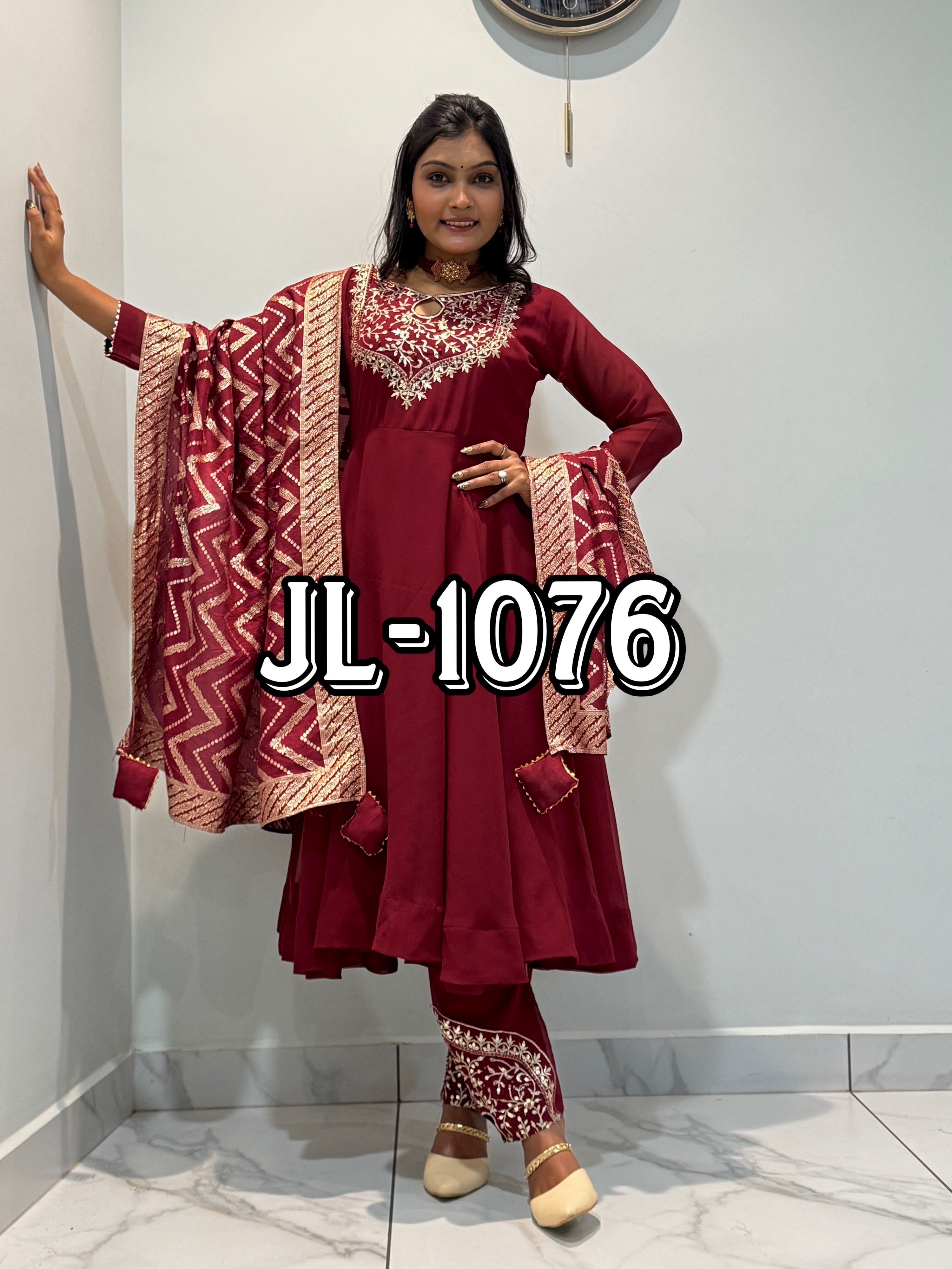 JL-1076 Heavy Roman Embroidered Anarkali Designer Collection