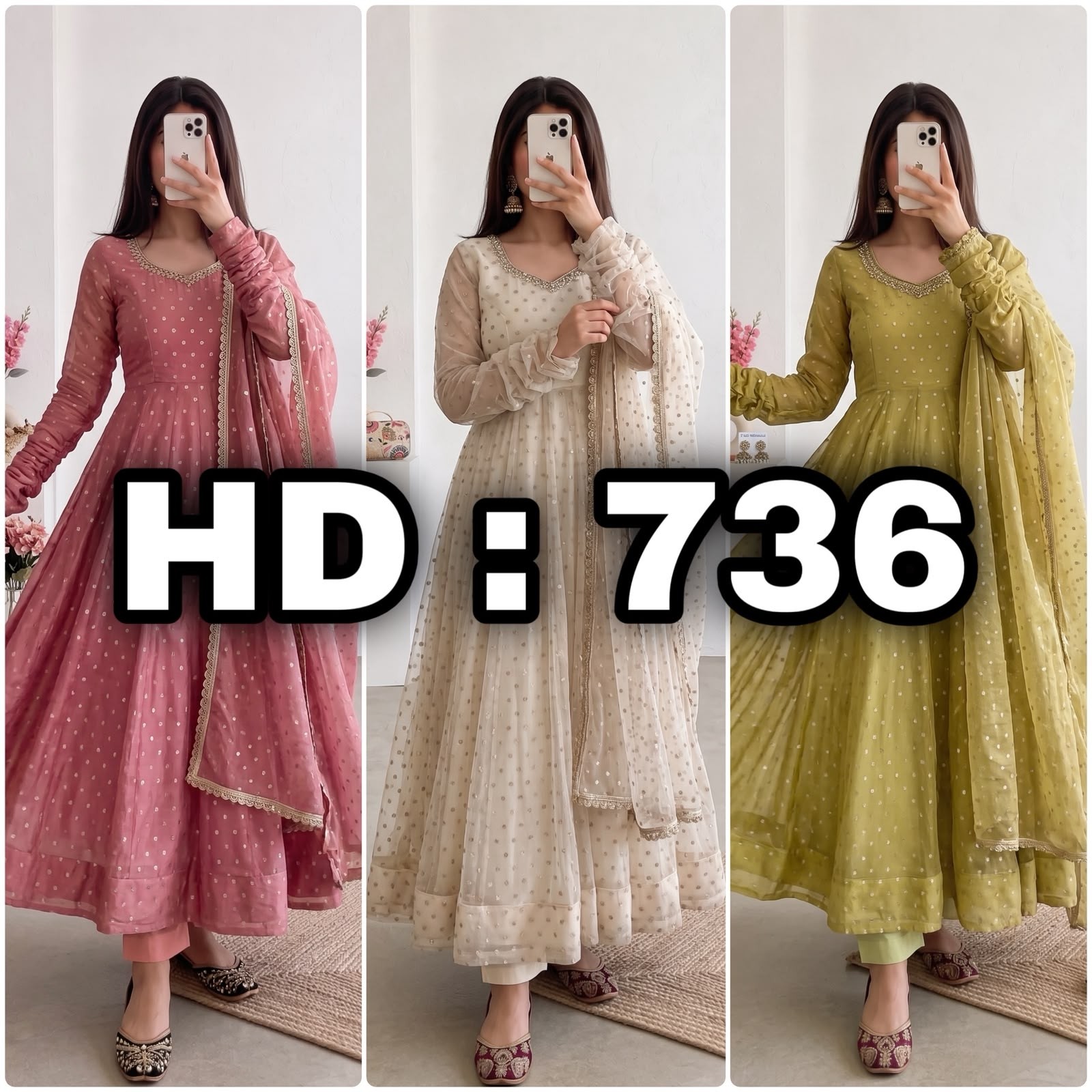 HD-736 | Heavy Moss Butti Silk Designer Gown Collection