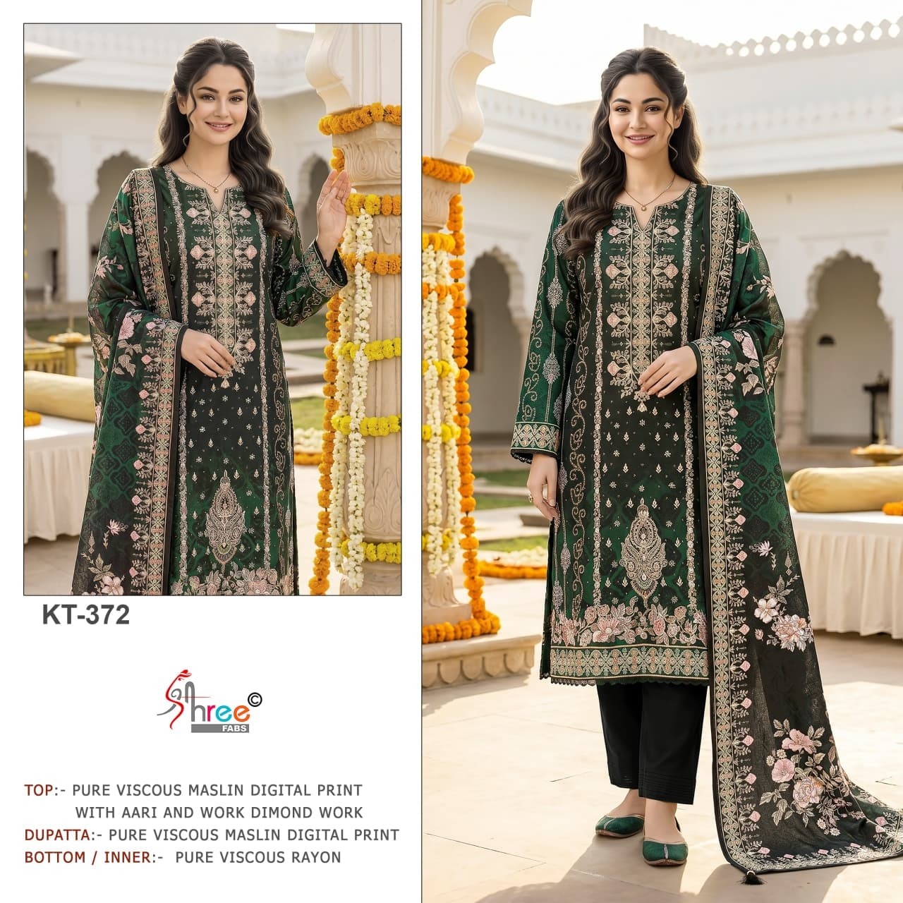 KT-372 | Pure Viscose Maslin Hand Work Collection