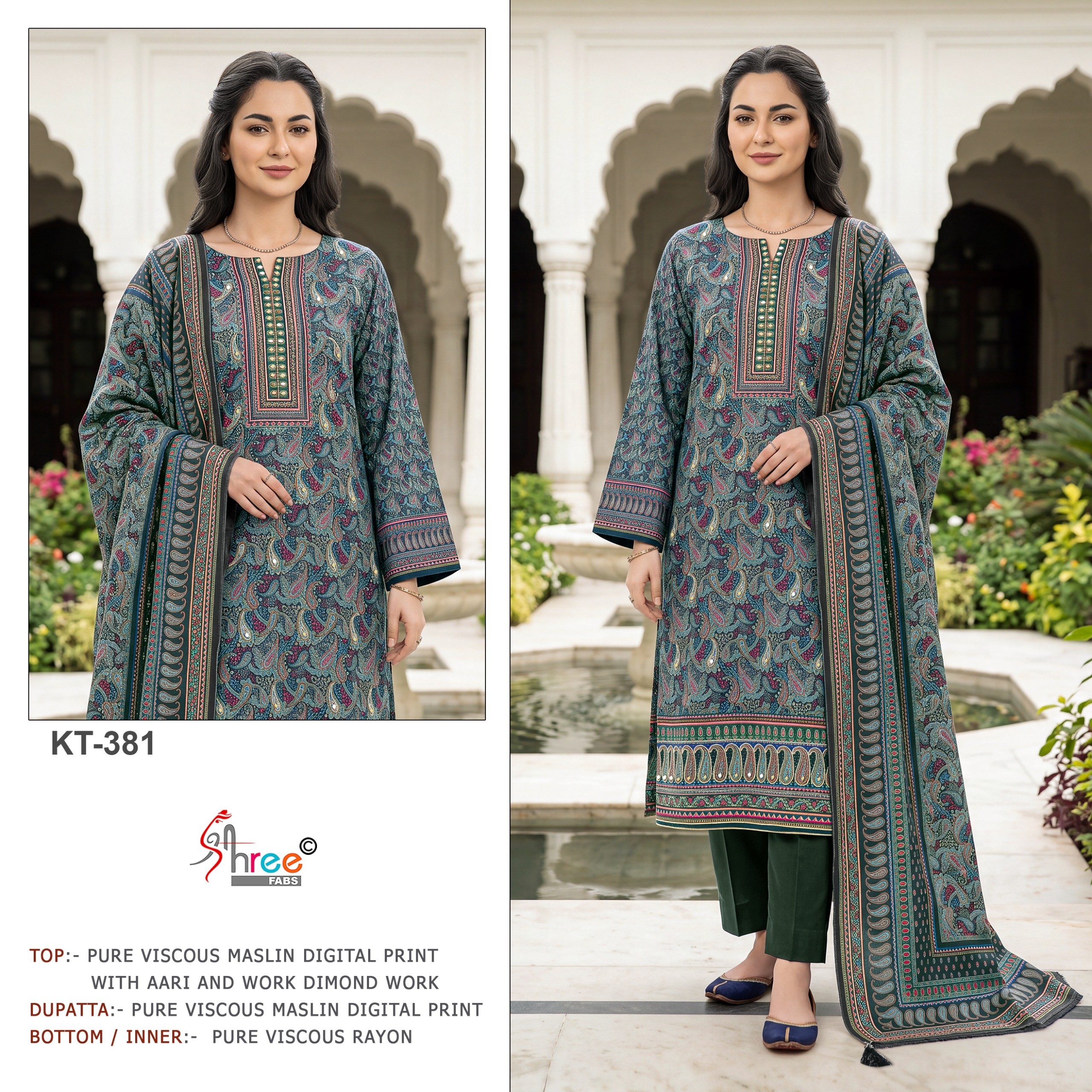 KT-381 | Pure Viscose Maslin Aari Work Collection