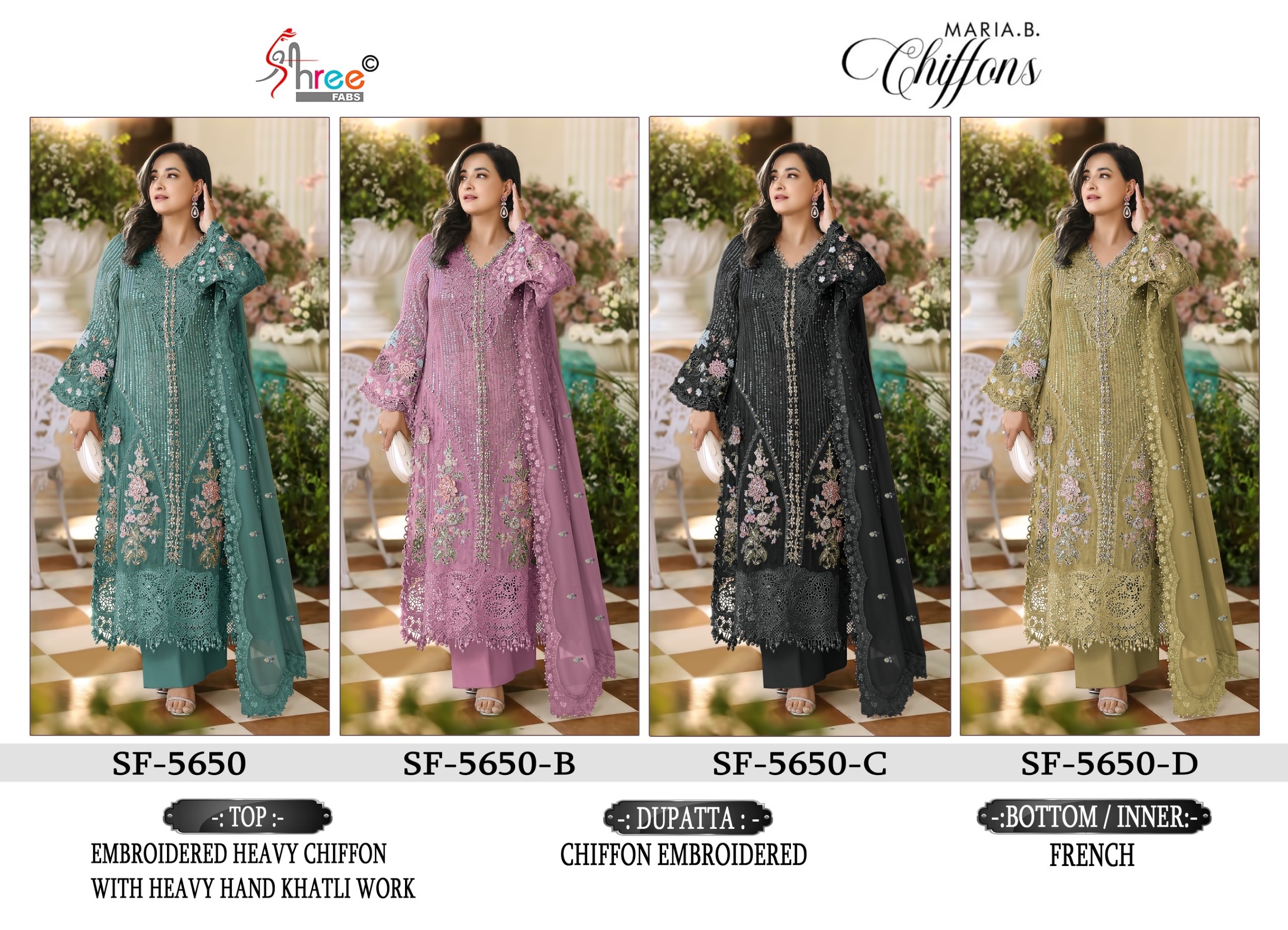 SF-5650 COLOR | Heavy Chiffon Hand Khatli Collection