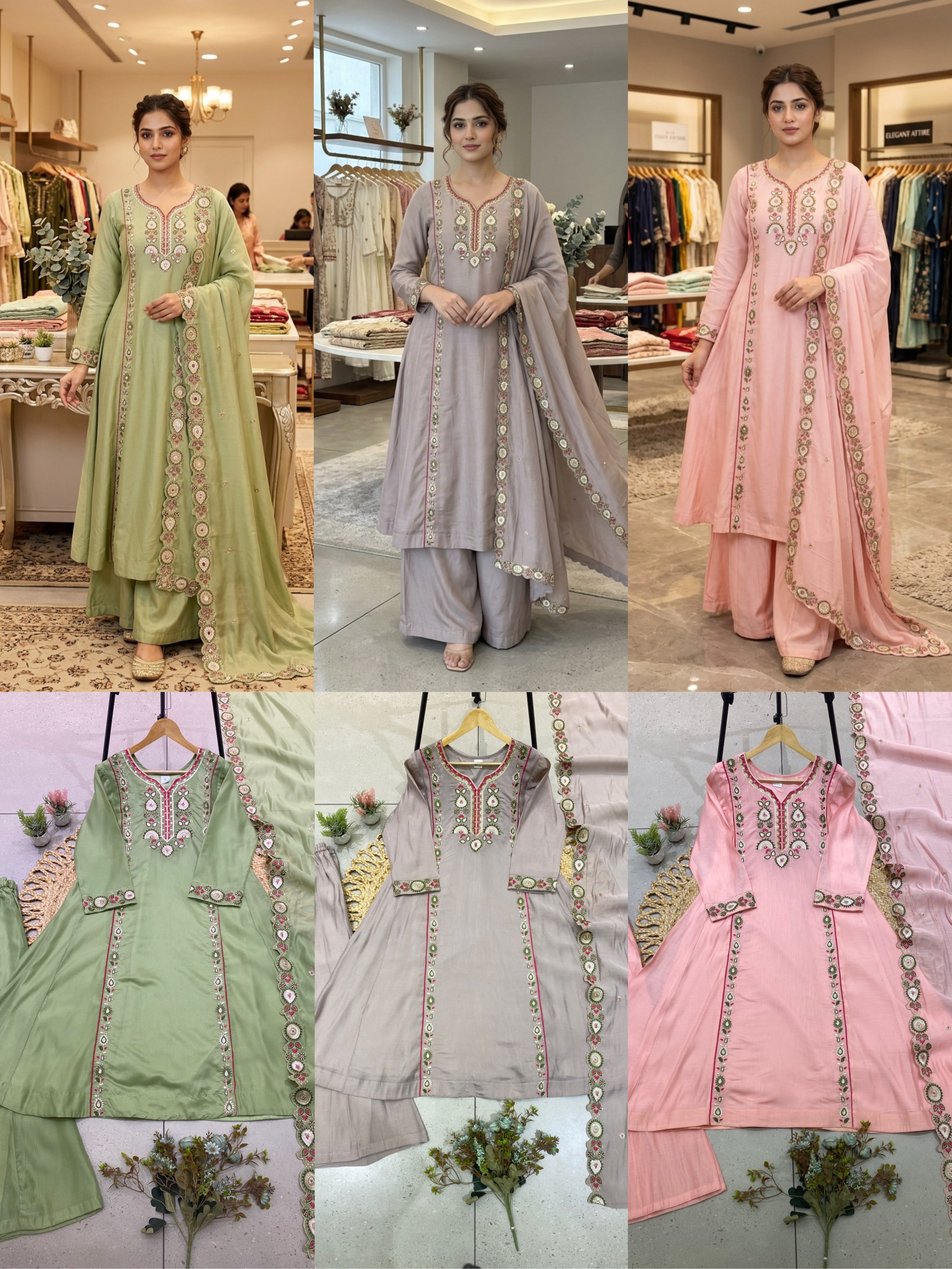 LG-2149 | Mul Chanderi Sequence Embroidered Festive Set