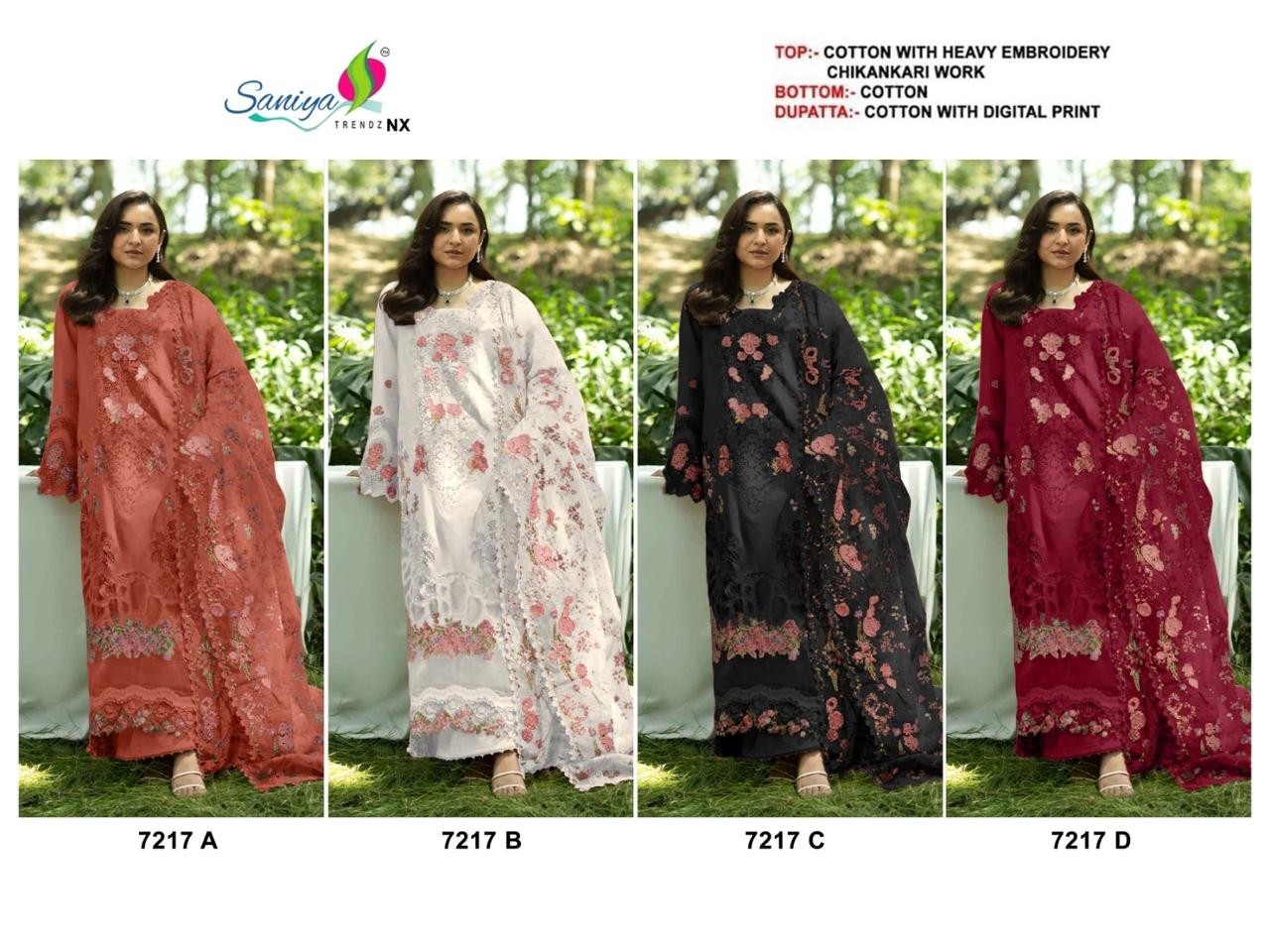 SANIYA TRENDZ | D-7217 Cotton Chikankari Collection