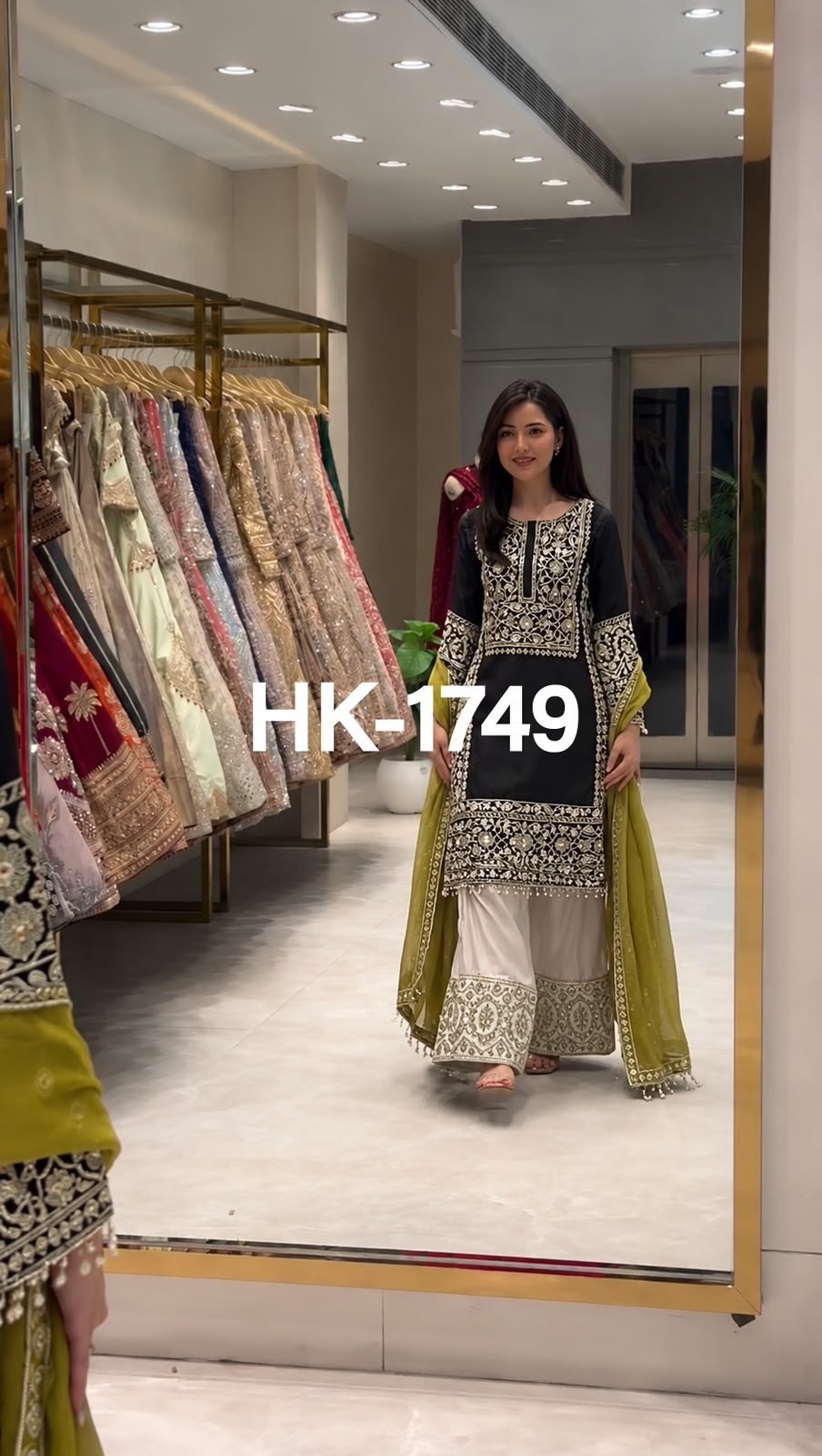HK-1749 | Natural Crepe Silk Pakistani Designer Palazzo Suit