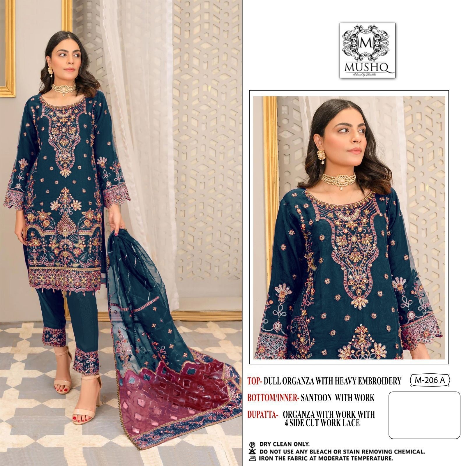MUSHQ by Shraddha | M-206 AB | Pure Organza Designer Collection