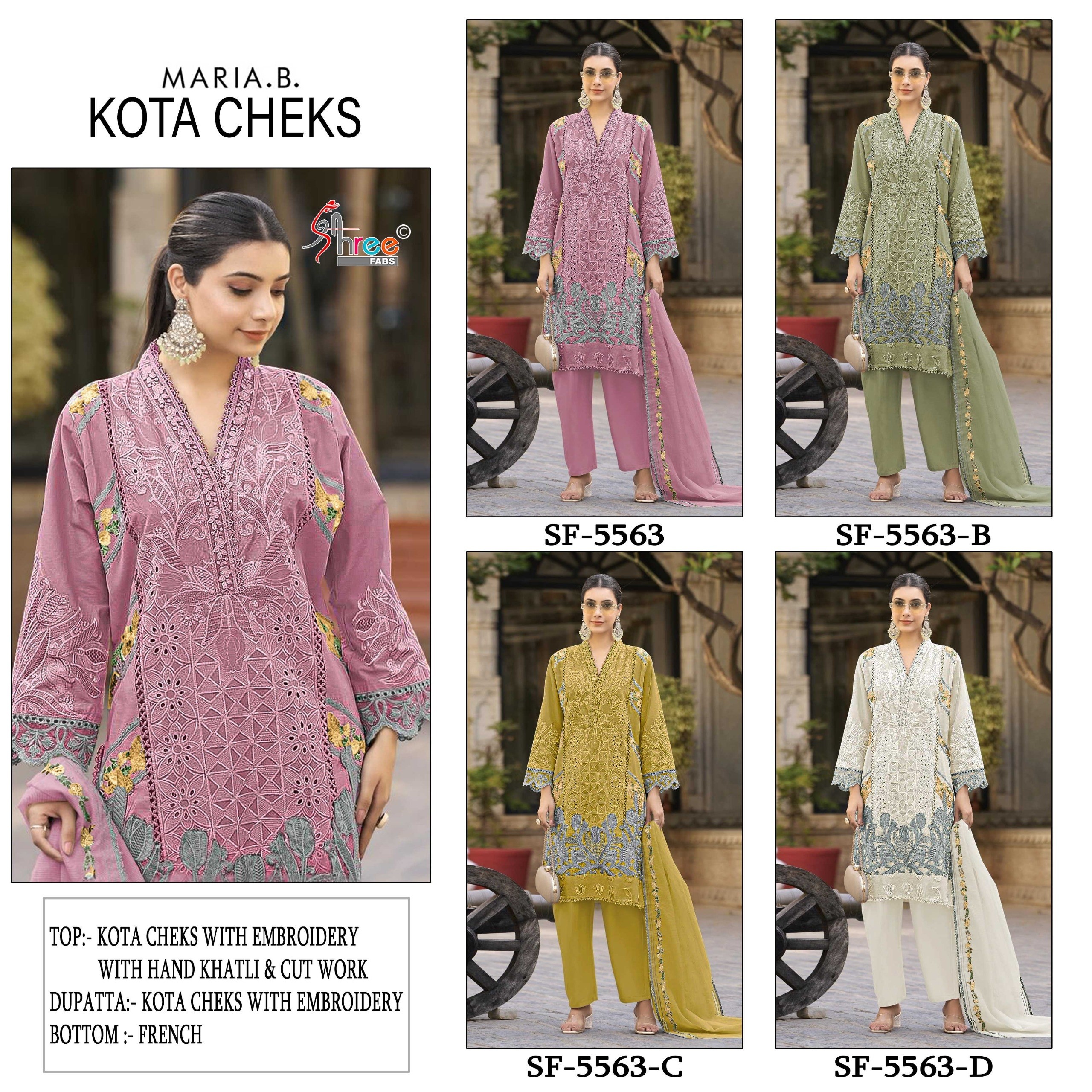 SHREE FABS | SF-5563 | Heavy Kota Checks Hand Khat Collection