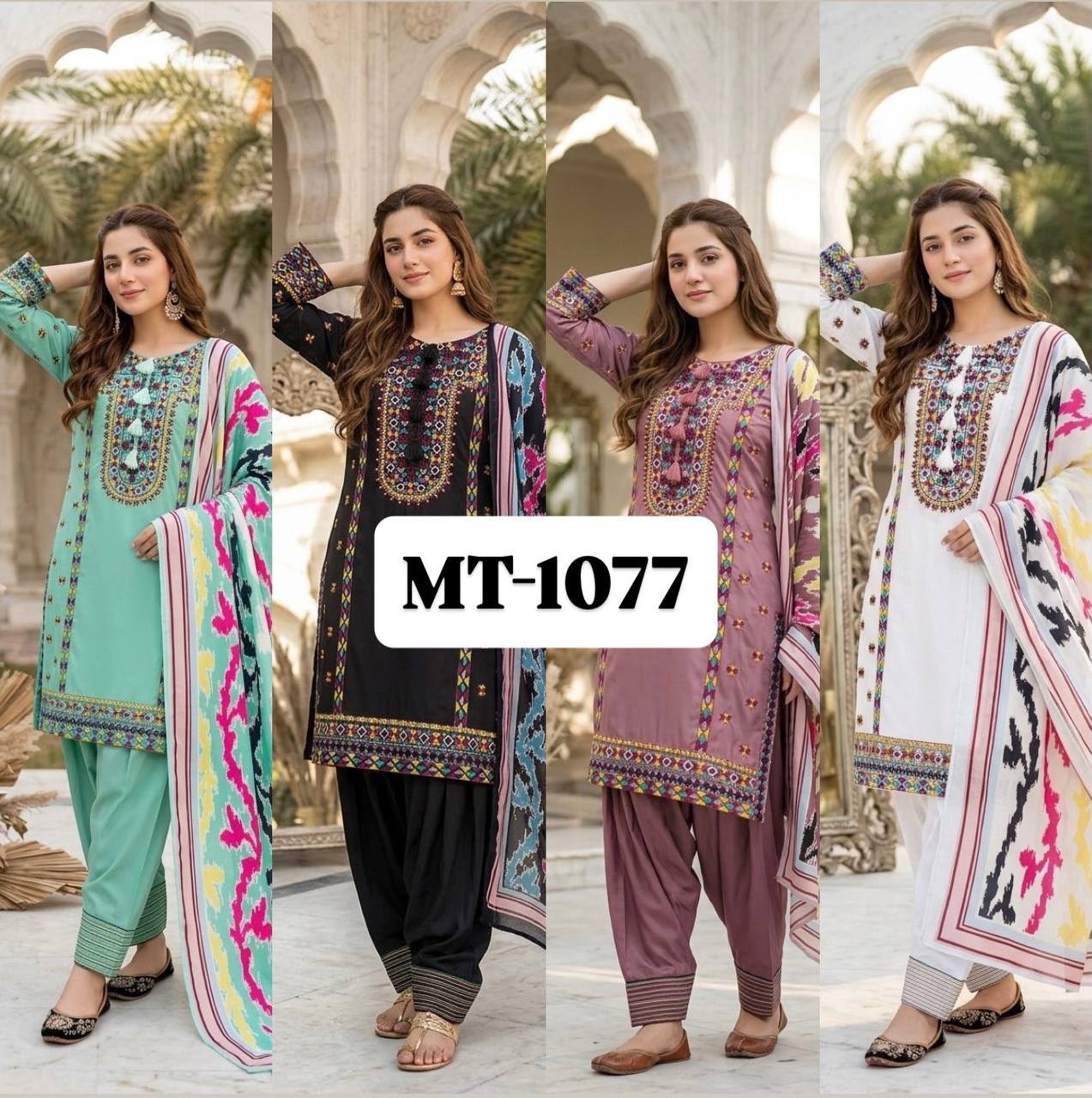 MT-1077 Heavy Natural Silk Embroidered Designer Collection