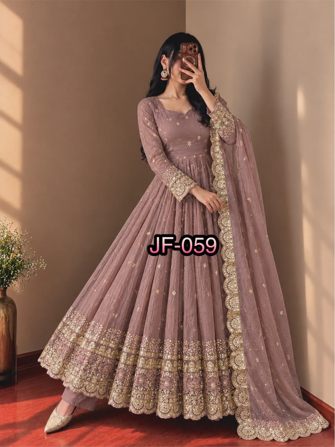JF-059 | Fendy Crush Heavy Sequence Embroidered Designer Gown