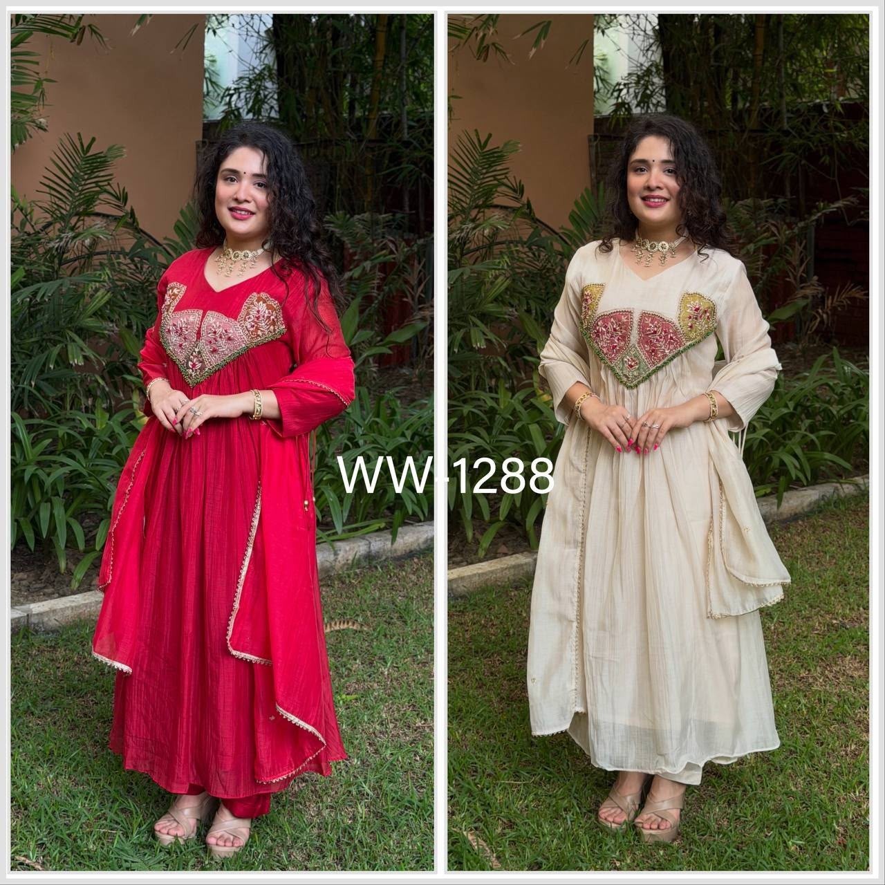 WW-1288 | Pure Mal Sandhery Embroidered Showroom Collection