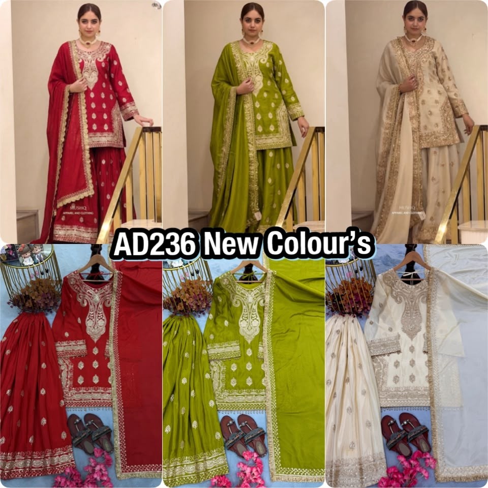AD236 | Heavy Chinon Silk 3 MM Sequins Designer Party Wear