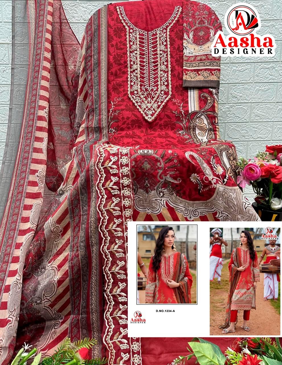 AASHA DESIGNER | 1134 | Pure Cotton Patch Embroidery Collection