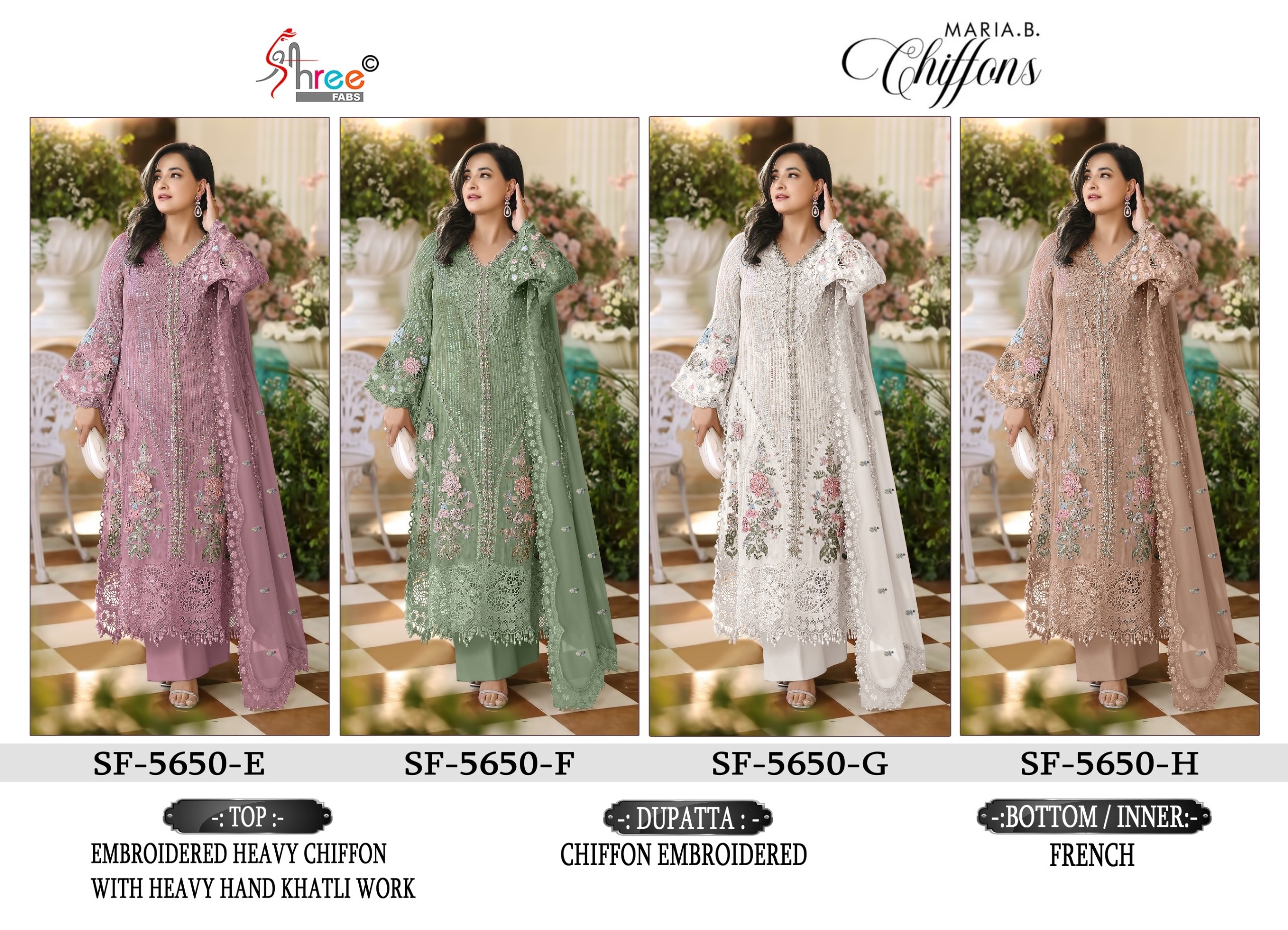 SHREE FABS | SF-5650 COLOR | Heavy Chiffon Hand Khatli Collection