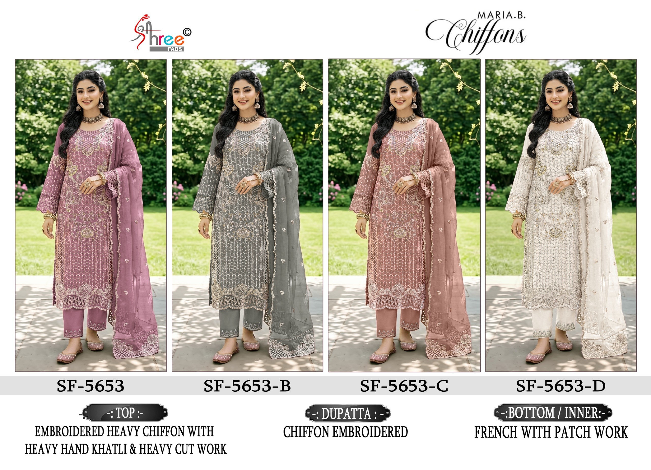 SHREE FABS | SF-5653 COLOR | Heavy Chiffon Hand Khatli & Latkan Collection
