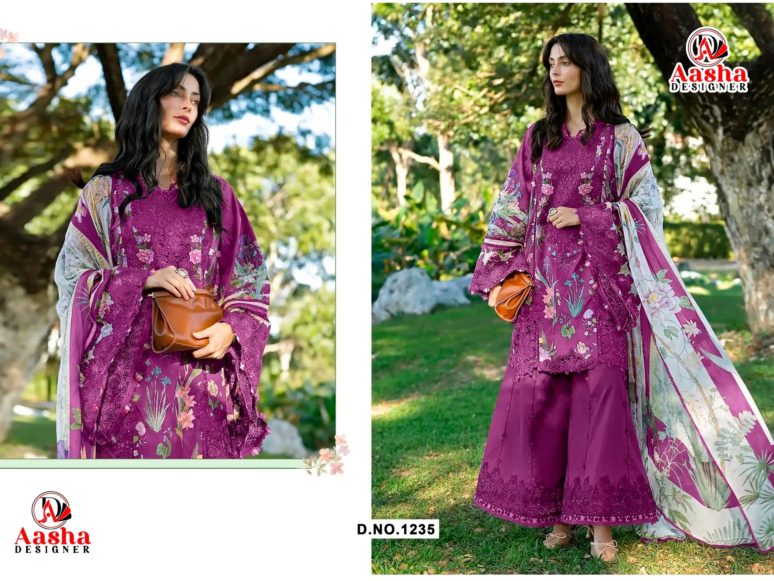 AASHA DESIGNER | 1235-1236 | Cotton Patch Embroidery Collection