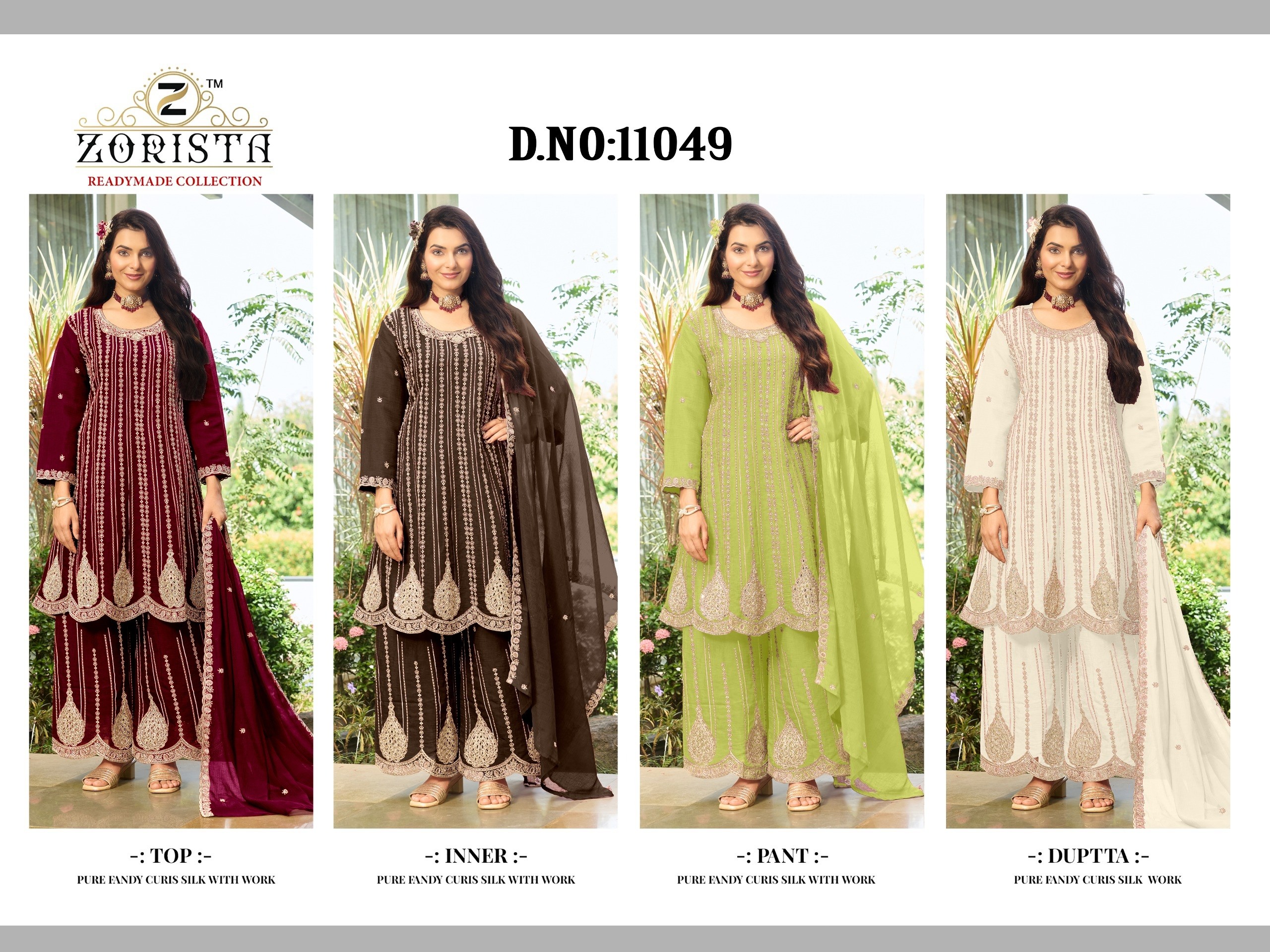 ZORISTA | D-11049 A-B-C-D | Cloud Silk Embroidered Readymade Collection