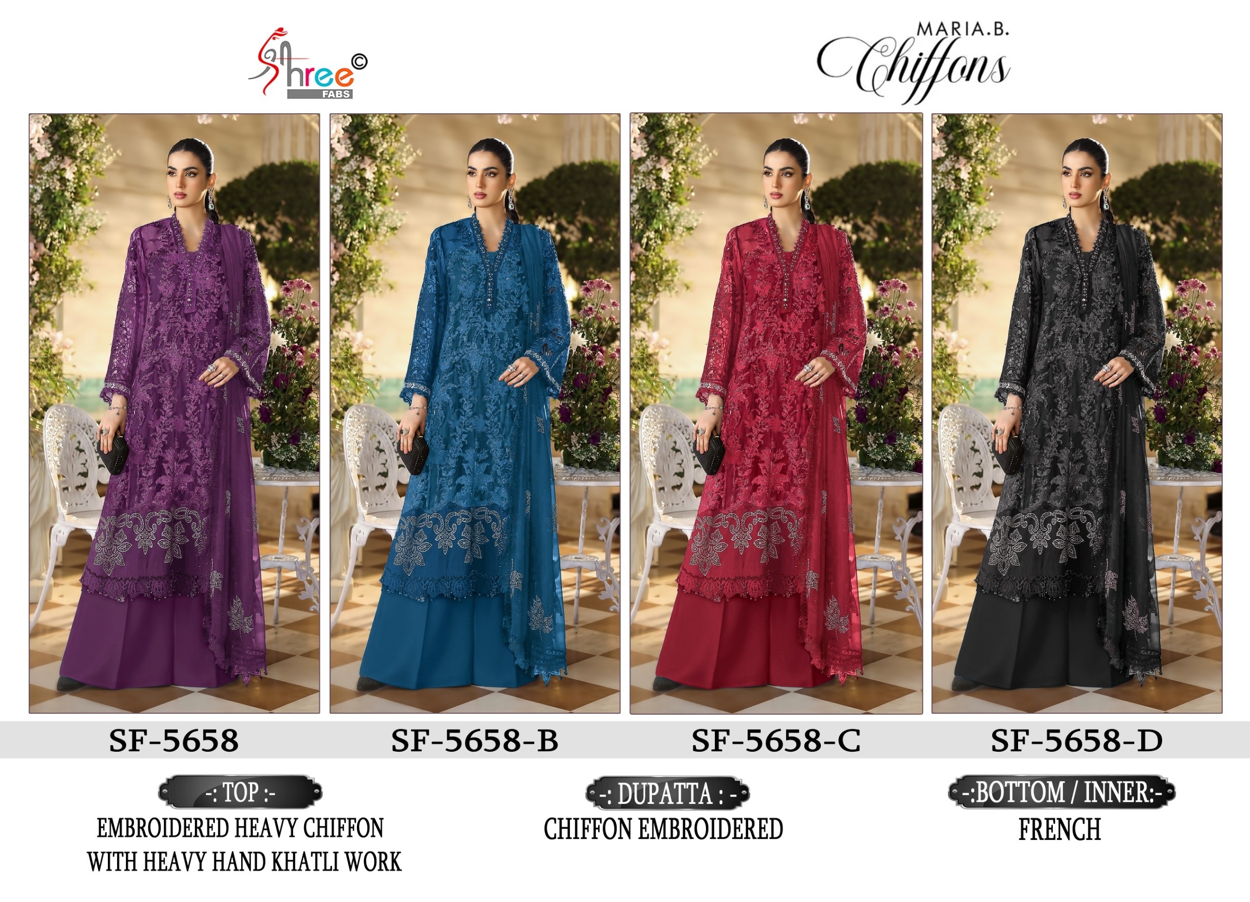 SHREE FABS | SF-5658 | Heavy Chiffon Hand Khatli Embroidery Collection
