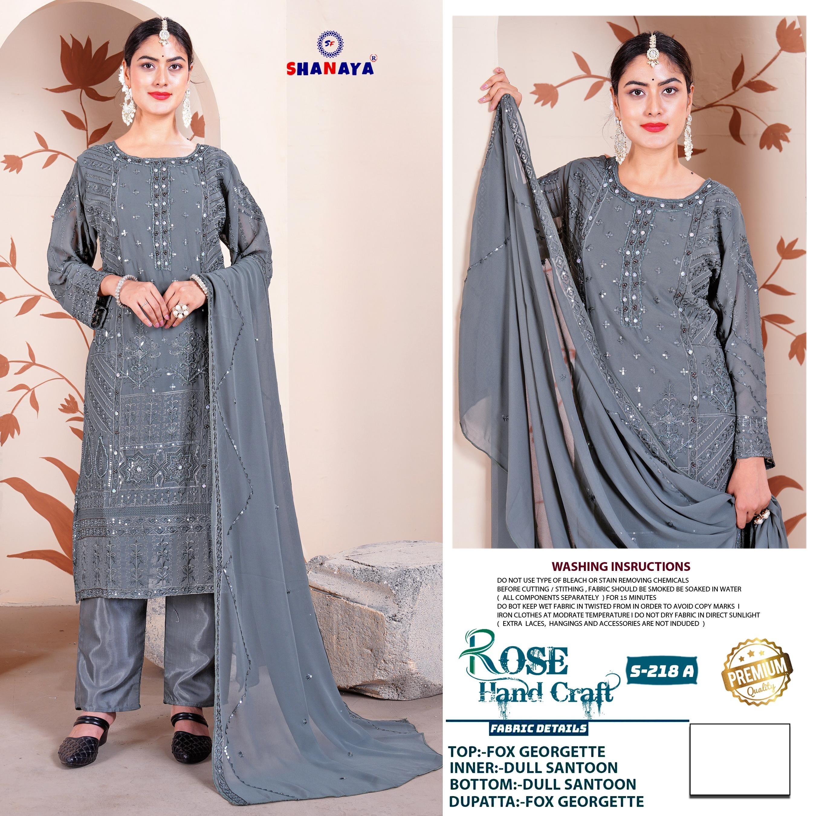 SHANAYA by SF | ROSE HAND CRAFT S-218 | Heavy Embroidery & Hand Khatali Collection