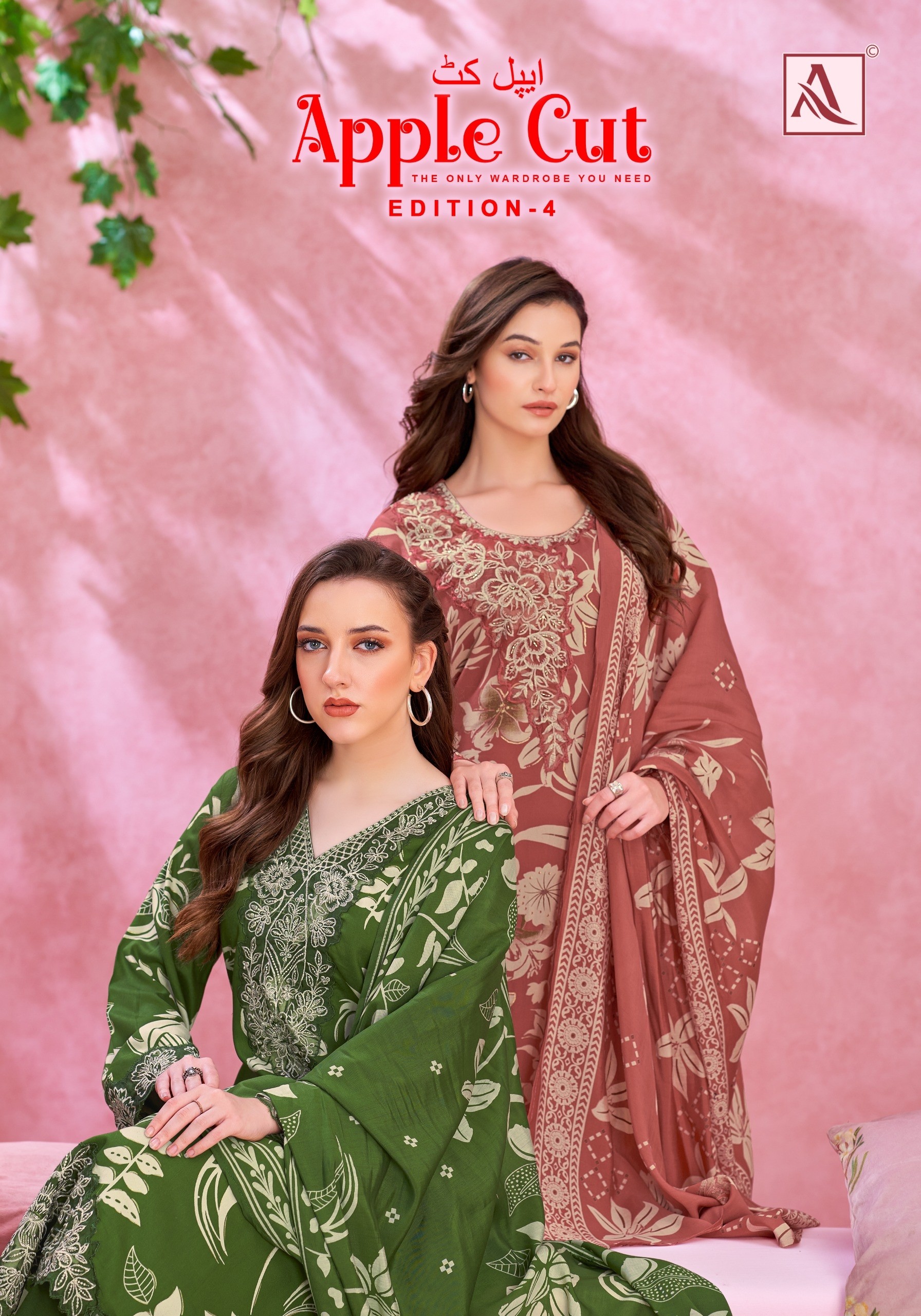 ALOK SUIT | APPLE CUT-4 | Viscose Rayon Foil Print Embroidery Collection