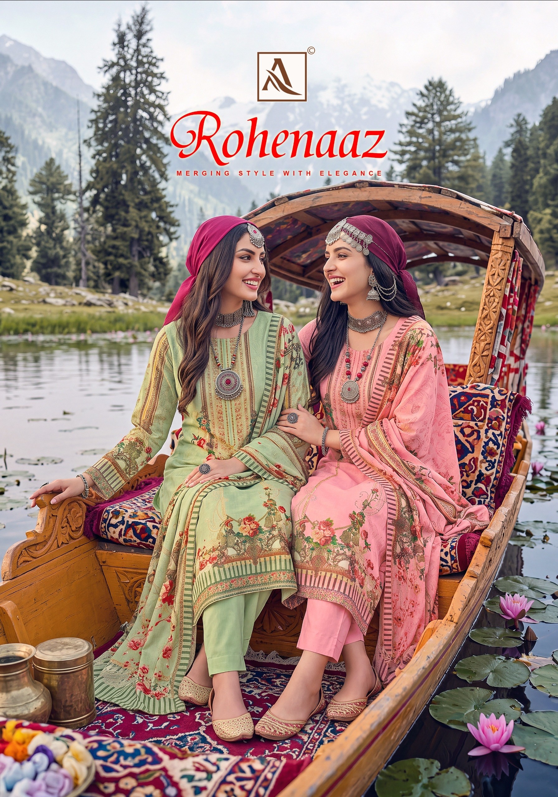 ALOK SUIT | ROHENAAZ | Viscose Maslin Pakistani Print Embroidery Collection