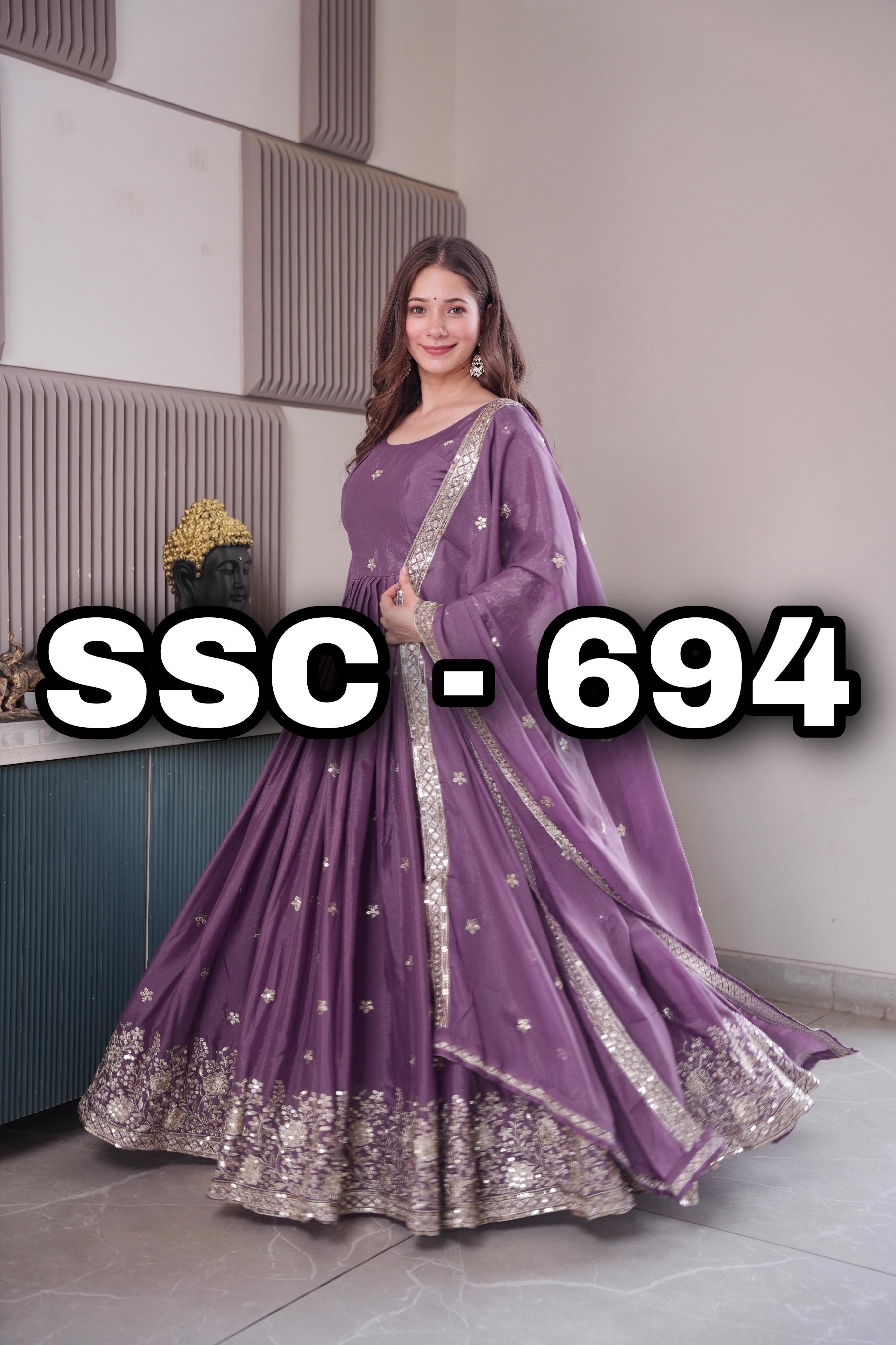 SSC-694 | Heavy Diamond Silk Embroidery Sequin Work | Designer Party Wear Collection