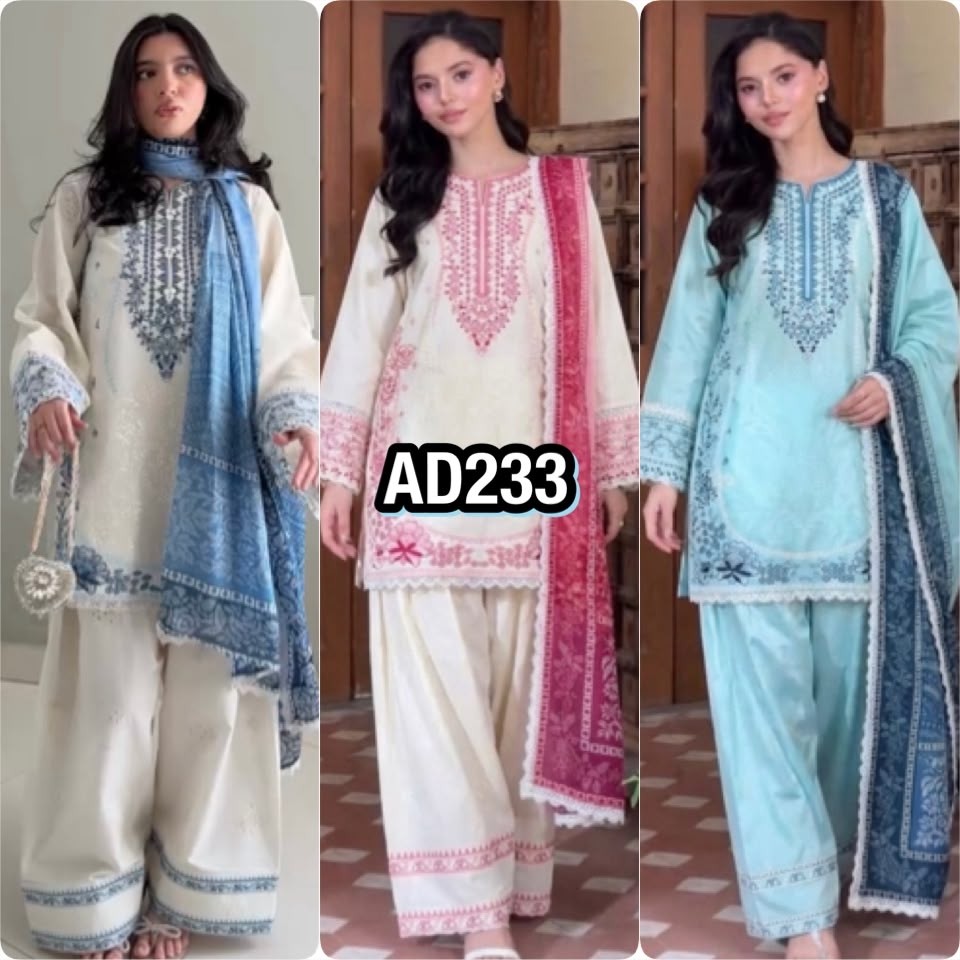 AD233 | Pure Satin Rayon Embroidery Work | Designer Farshi Palazzo Collection