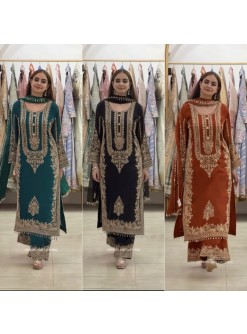 SR - 1617 FAUX GEORGETTE WITH HEAVY EMBROIDERY SEQUENCE WORK IN PAKISTANI READYMADE SUIT 