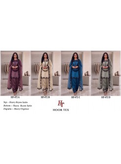 Pakistani Heavy Reyon Satin Full Stitched Suit with Organza Dupatta – Hoor Tex HF 872