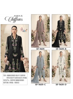 SF-5635 Premium Heavy Embroidered Chiffon 3 Piece Suit Pakistani Dress Set to Set Wholesale Price 
