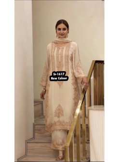 SR-1617 Premium Faux Georgette Heavy Embroidered 3-Piece Pakistani Suit Single Wholesale Price 