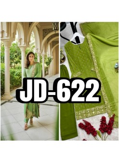 JD-622 Fancy Faux Georgette Embroidered Kurti Palazzo Set with Dupatta