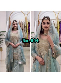 Designer Party Wear Faux Georgette Embroidery Sharara Suit with Dupatta – NSR-904 Pakistani Sharara Single Wholesale Price 