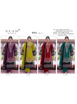 Elan Studio Gul Lawn 26 Embroidered Cambric Lawn Cotton Suit | E 51 Pakistani Dress (Full Set) Wholesale Price 