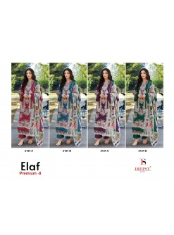 Elaf Premium Luxury Lawn 2124 ABCD Embroidered Cotton Pakistani Suit (Full Set) Wholesale Price 