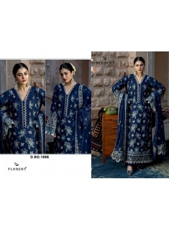 Florent Rayon Cotton Embroidered Suit with Heavy Embroidered Kota Checks Dupatta – Design 1066 Pakistani Suit Single Wholesale Price 