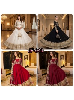 JF-049 Designer Heavy Georgette Embroidered Sequence Work Gown Set with Dupatta Partywear And Wedding Gown Single Wholesale Price 