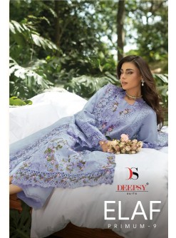 ELAF Premium-9 Luxury Lawn Embroidered 6-Piece Suit by DEEPSY SUITS Pakistani Dress (Full Set) Wholesale Price 